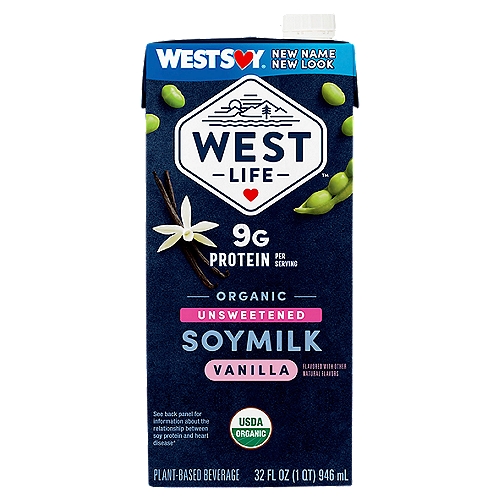 West Life Organic Unsweetened Vanilla Soymilk Plant-Based Beverage, 32 fl oz