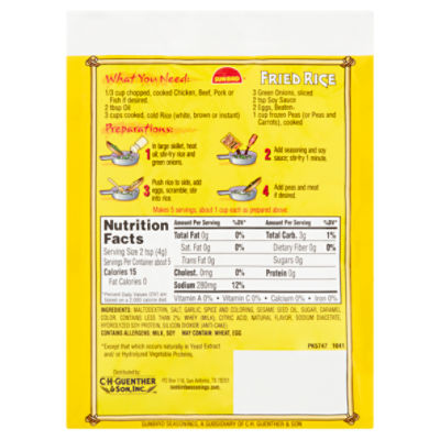 Sun Bird Fried Rice Seasoning Mix 0.74 oz Envelope
