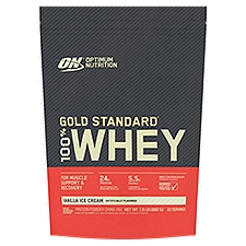 Optimum Nutrition Gold Standard 100% Whey Vanilla Ice Cream Protein Powder Drink Mix, 1.5 lb, 1.5 Pound