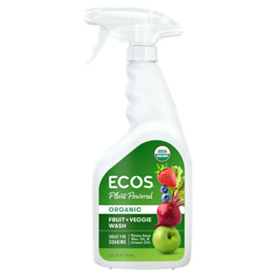 Ecos Plant Powered Organic Fruit + Veggie Wash, 22 fl oz