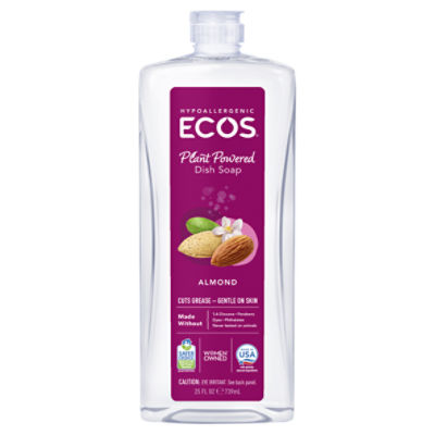 Ecos Hypoallergenic Plant Powered Almond Dish Soap, 25 fl oz