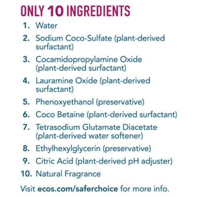 Ecos Hypoallergenic Plant Powered Almond Dish Soap, 25 fl oz