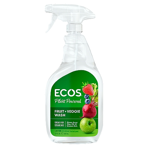 Ecos Plant Powered Fruit + Veggie Wash, 22 fl oz