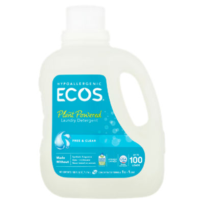 Ecos Free & Clear Plant Powered Laundry Detergent, 100 loads, 100 fl oz