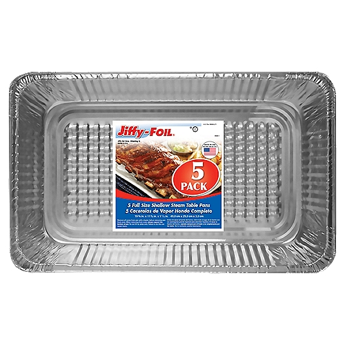 Jiffy-Foil Full Size Shallow Steam Table Pans, 5 count