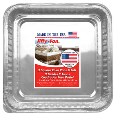 Jiffy-Foil Square Cake Pans & Lids, 2 count