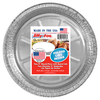 Jiffy Foil 9" Round Pan w/Lids 2/pk