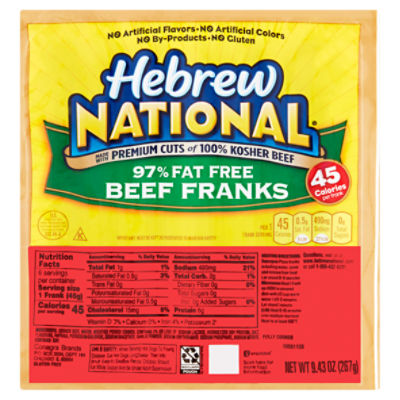 Hebrew National 97% Fat Free Beef Franks, 9.43 oz