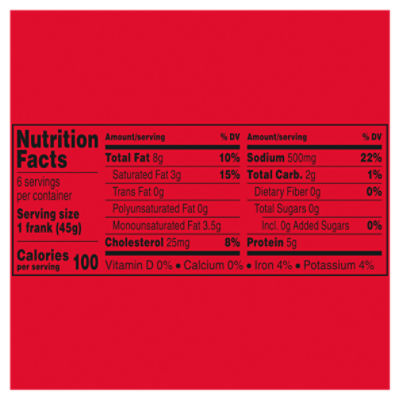 Hebrew National Reduced Fat Beef Franks, 6 count, 9.43 oz