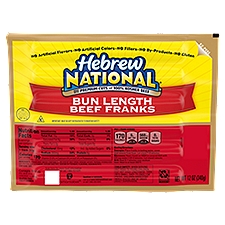 Hebrew National Bun Length Beef Franks, 6 count, 12 oz