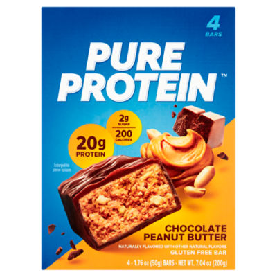 Pure Protein Chocolate Peanut Butter Gluten Free Bar, 1.76 oz, 4 count