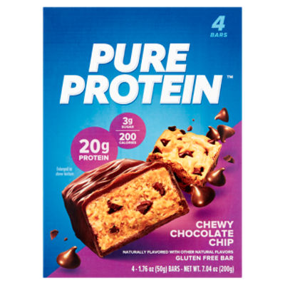 Pure Protein Chewy Chocolate Chip Gluten Free Bar, 1.76 oz, 4 count