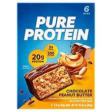 Pure Protein Chocolate Peanut Butter Gluten Free Bars, 1.76 oz, 6 count, 1.76 Ounce