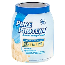 Pure Protein French Vanilla Natural Whey, Protein Powder Supplement, 1.6 Pound