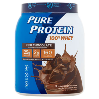Pure Protein 100% Whey Rich Chocolate Protein Powder Supplement, 1.75 lbs