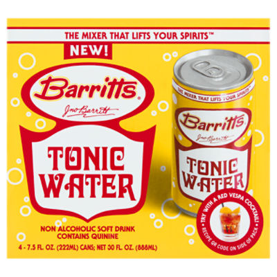 Barritts Tonic Water Non Alcoholic Soft Drink, 7.5 fl oz, 4 count