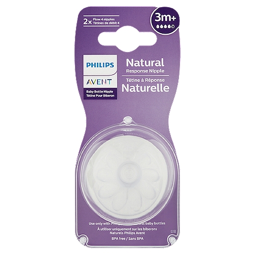 Philips Avent Natural Response Baby Bottle Nipple, 3m+, 2 count
