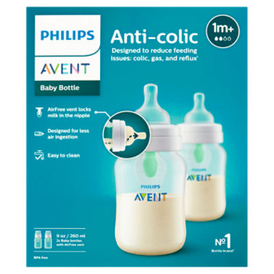 Philips Avent 9 oz Anti-Colic Baby Bottle 1m+, 2 count - The Fresh Grocer