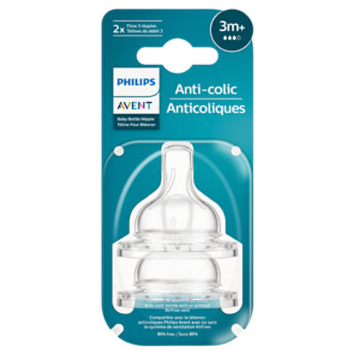 Philips Avent Flow 3 Anti-Colic Baby Bottle Nipple, 3m+, 2 count