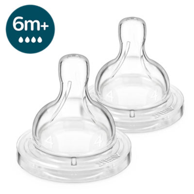 Avent Anti-Colic Baby Bottle Nipple, Flow 4, 6m+, 2 count