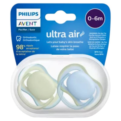 Philips Avent Ultra Air Orthodontic Pacifier, 0-6m, 2 count