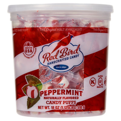 Red Bird Peppermint Naturally Flavored Handcrafted Candy Puffs, 18 oz