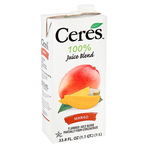 Ceres Mango 100% Juice Blend, 33.8 fl oz
Flavored Juice Blend Partially form Concentrate

Tucked away in a crescent of mountains lies a beautiful, fertile valley where the fruit grows so sweet and juicy, it's made our fruit juice famous.