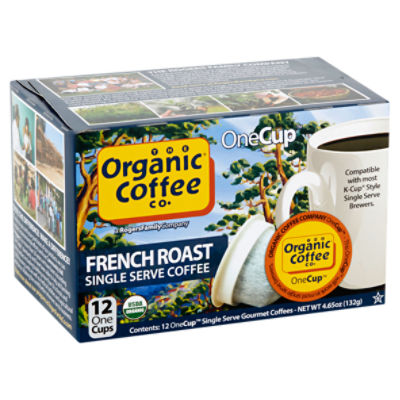 The Organic Coffee Co. OneCup French Roast Single Serve Coffee Pods, 12 count, 4.65 oz