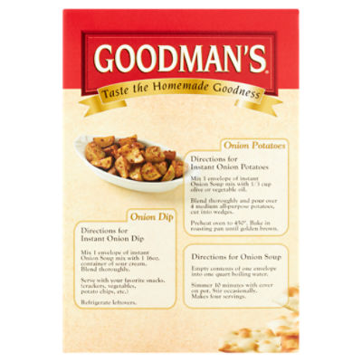 Goodman's Onion Soup & Instant Onion Dip Mix, Low Sodium - 2.75 oz