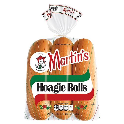 Martin's Enriched Hoagie Rolls, 6 count, 20 oz