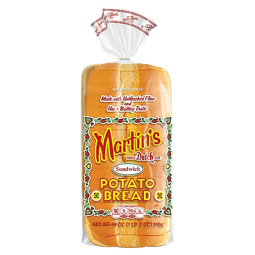 Martin's Potato Bread
The Taste is Golden®

Potato Rolls and Bread

What makes the perfect bread?
• Soft and taste great
• No high fructose corn syrup
• No artificial dyes
• No trans fats
• No cholesterol
• Non-GMO*
*We source non-GMO ingredients.

High Quality Ingredients = Great Tasting Rolls and Bread!