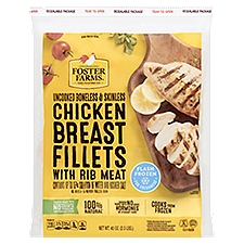 Foster Farms Uncooked Boneless & Skinless Chicken Breast Fillets with Rib Meat, 40 oz, 40 Ounce