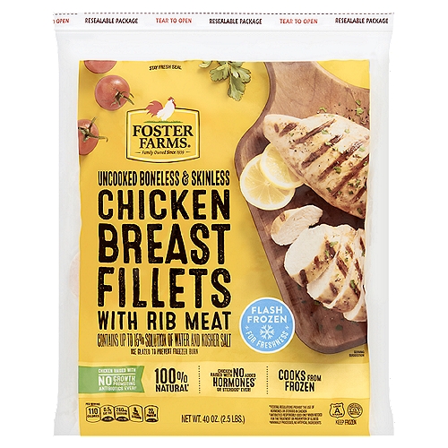 Foster Farms Uncooked Boneless & Skinless Chicken Breast Fillets with Rib Meat, 40 oz