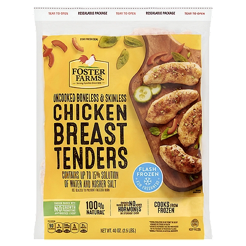 Foster Farms Uncooked Boneless & Skinless Chicken Breast Tenders, 40 oz
