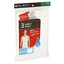 Hanes ComfortSoft Soft & Breathable White Tagless Tanks, S, 3 count