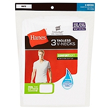 Hanes ComfortSoft T-Shirt, White Tagless V-Necks 2XL, 3 Each