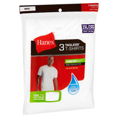 Hanes ComfortSoft White Tagless T-Shirts, 2XL, 3 count - The Fresh