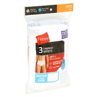 Hanes Mens White Tagless Briefs, 2XL, 3 count - The Fresh Grocer