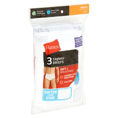 Hanes Mens White Tagless Briefs, 2XL, 3 count - ShopRite