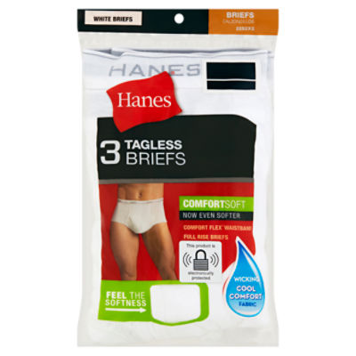 Hanes Mens White Tagless Briefs, 2XL, 3 count