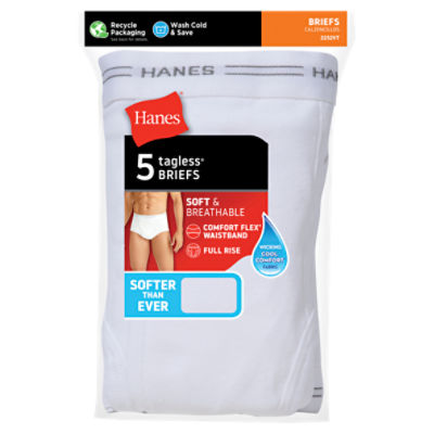 Hanes Mens Briefs White Medium, pack 5 - The Fresh Grocer