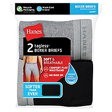 Hanes ComfortSoft Black & Grey Tagless Boxer Briefs, L, 2 count, 2 Each