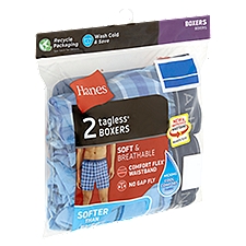 Hanes Tagless Boxers, L, 2 count