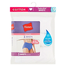 Hanes Cotton Tagless Size 9, Briefs, 3 Each
