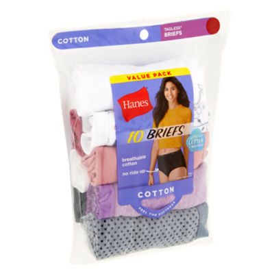 Hanes Ladies Cotton Tagless Briefs Value Pack, Assorted, Size 6, 10 count -  ShopRite