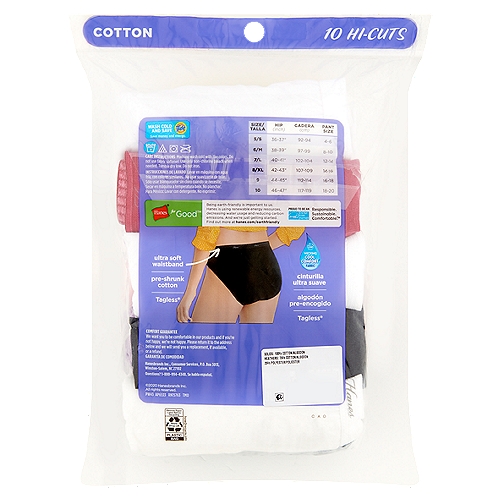 Hanes Cotton Tagless Hi-Cuts Panties Value Pack, Size 6, 10 count - ShopRite