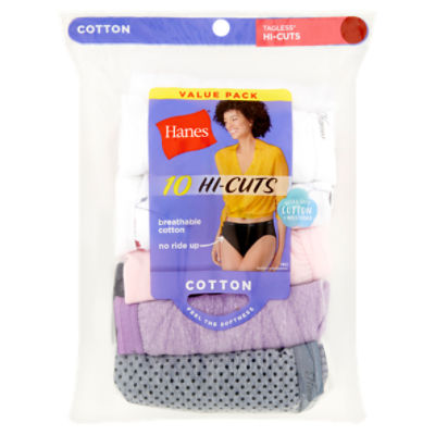 Hanes Ladies Hi Cut Underwear 10pk Sz 10, 10 pk