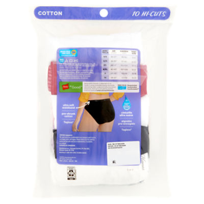 Hanes Womens Hi-Cut Panties Pack, Lightweight Cotton Hi-Cuts, 10