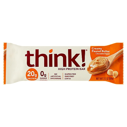 Think! Creamy Peanut Butter Chocolate Dipped High Protein Bar, 2.1 oz