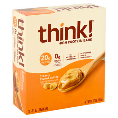 Think! Creamy Peanut Butter High Protein Bars, 2.1 oz, 10 count